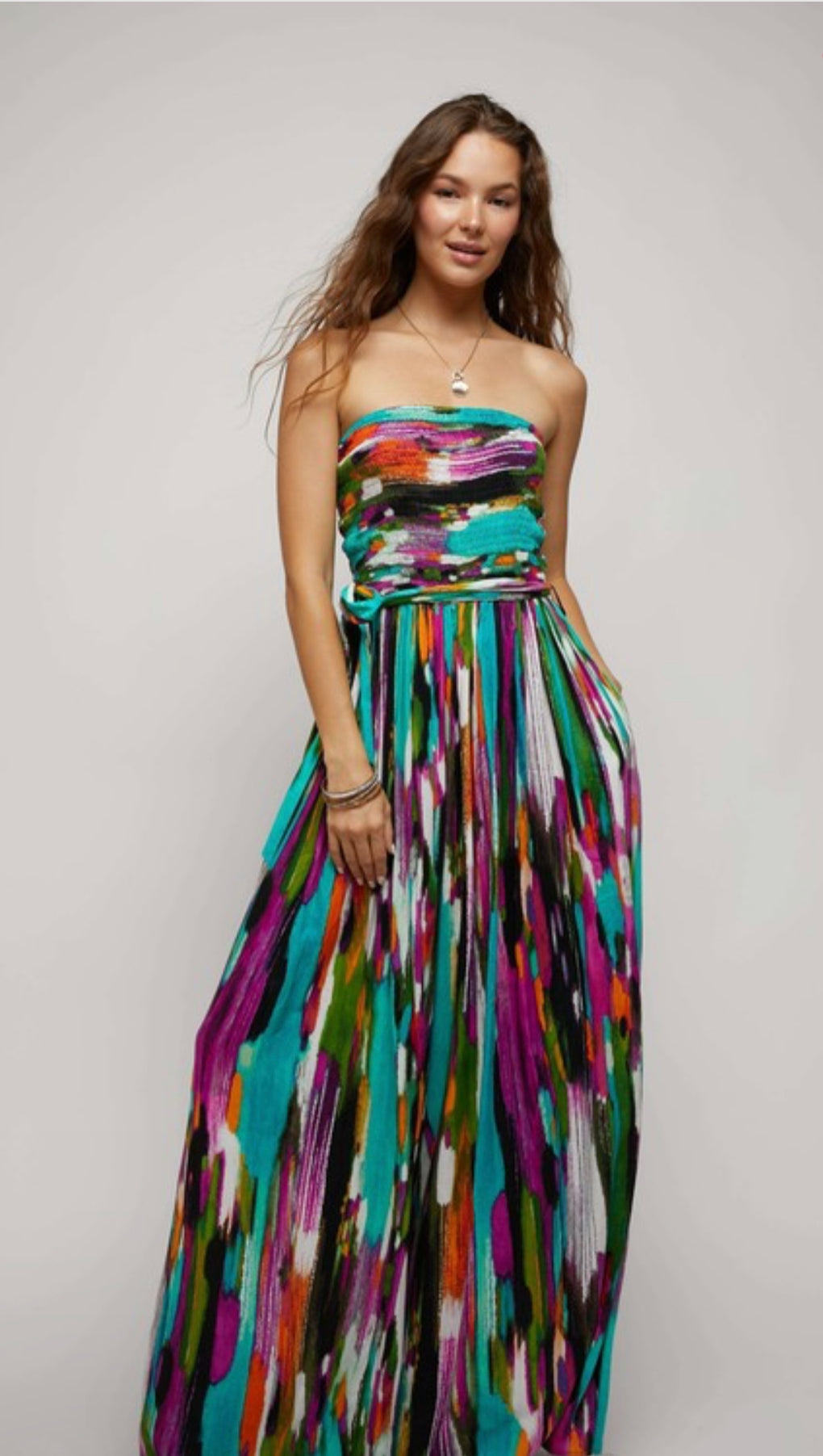 Multi Color Strapless Jumpsuit