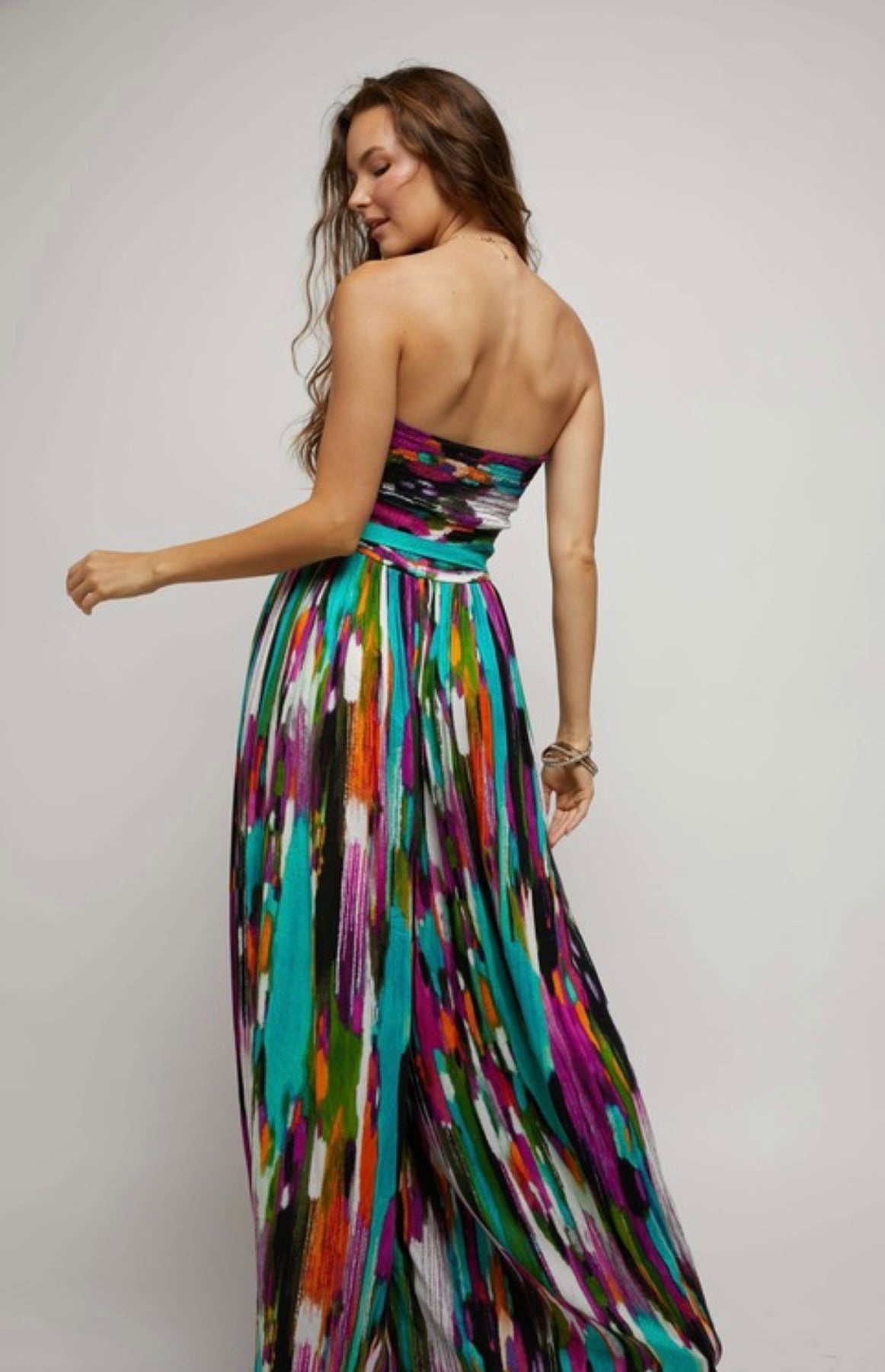 Multi Color Strapless Jumpsuit