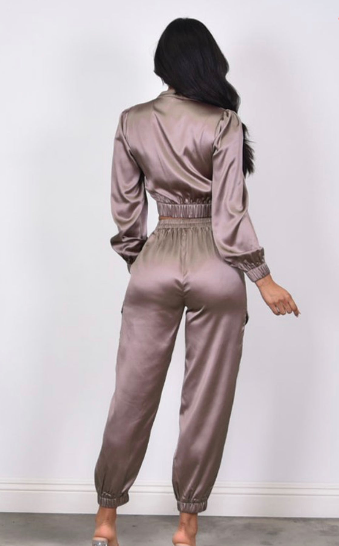 Satin Long Sleeve Jacket w/Pants