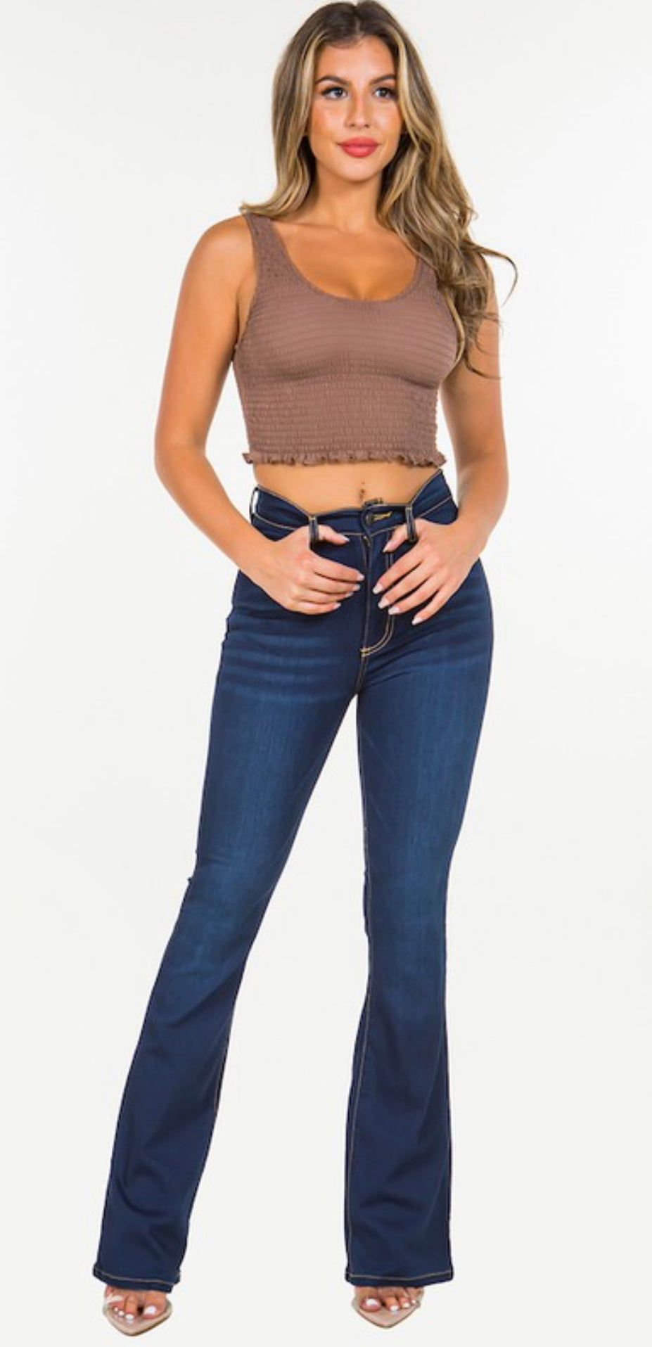 High Rise Ankle Cropped Flare