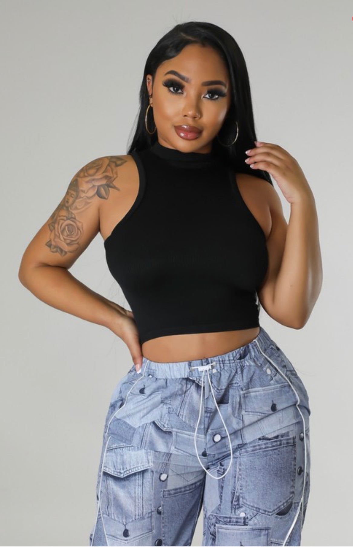 Mockneck Sleeveless Crop Top
