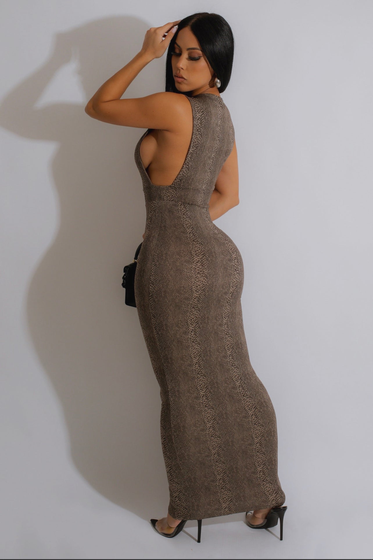 Snake Print Sleeveless Maxi Dress