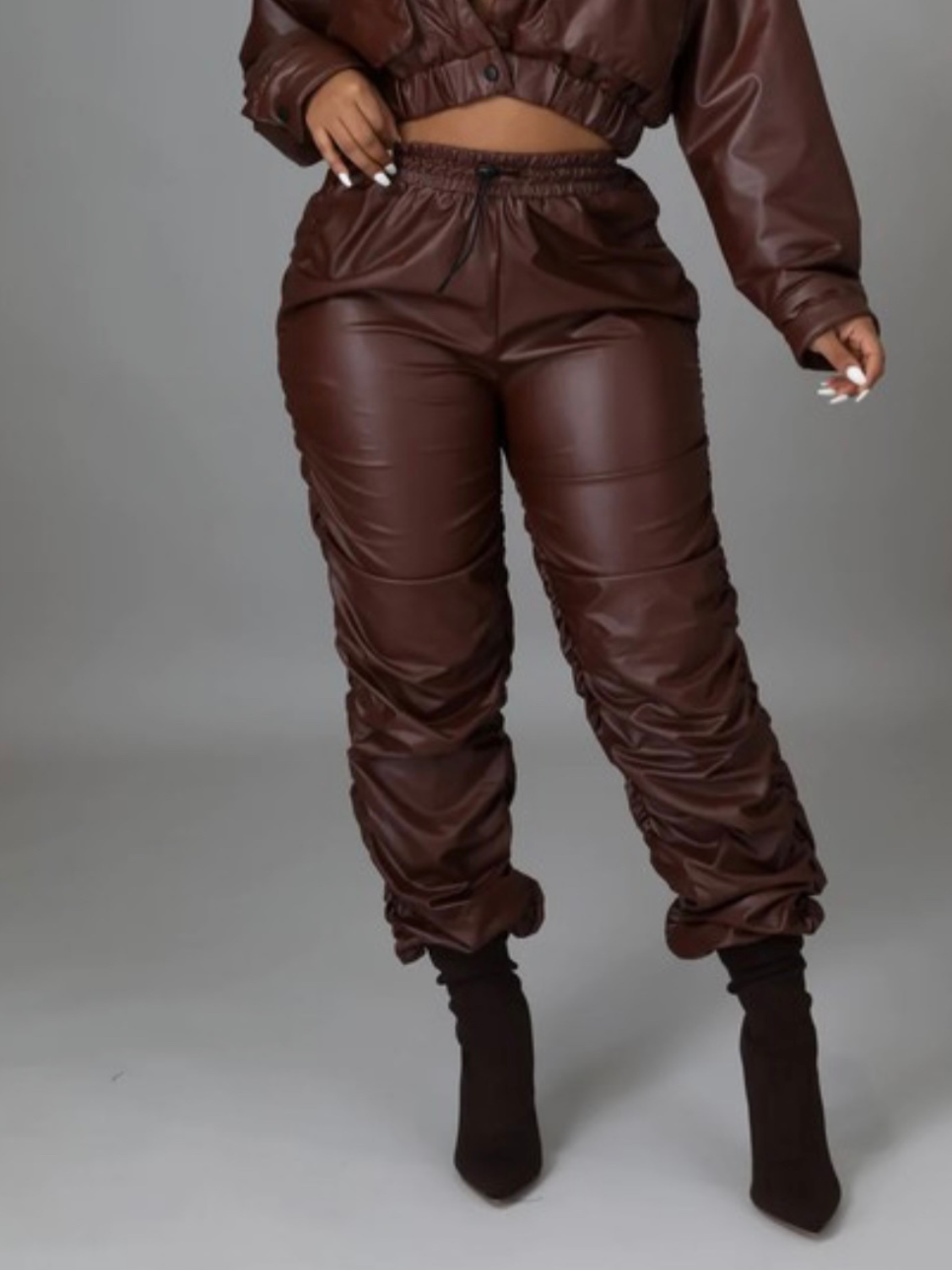 Coffee Brown Ruched Pants