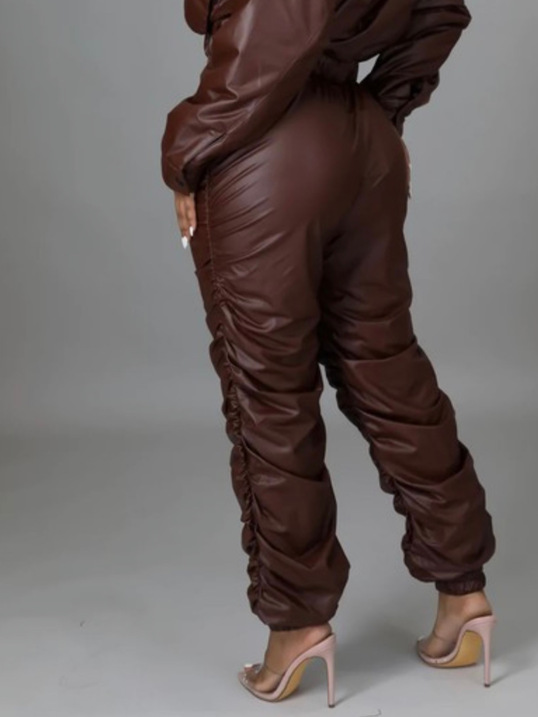 Coffee Brown Ruched Pants