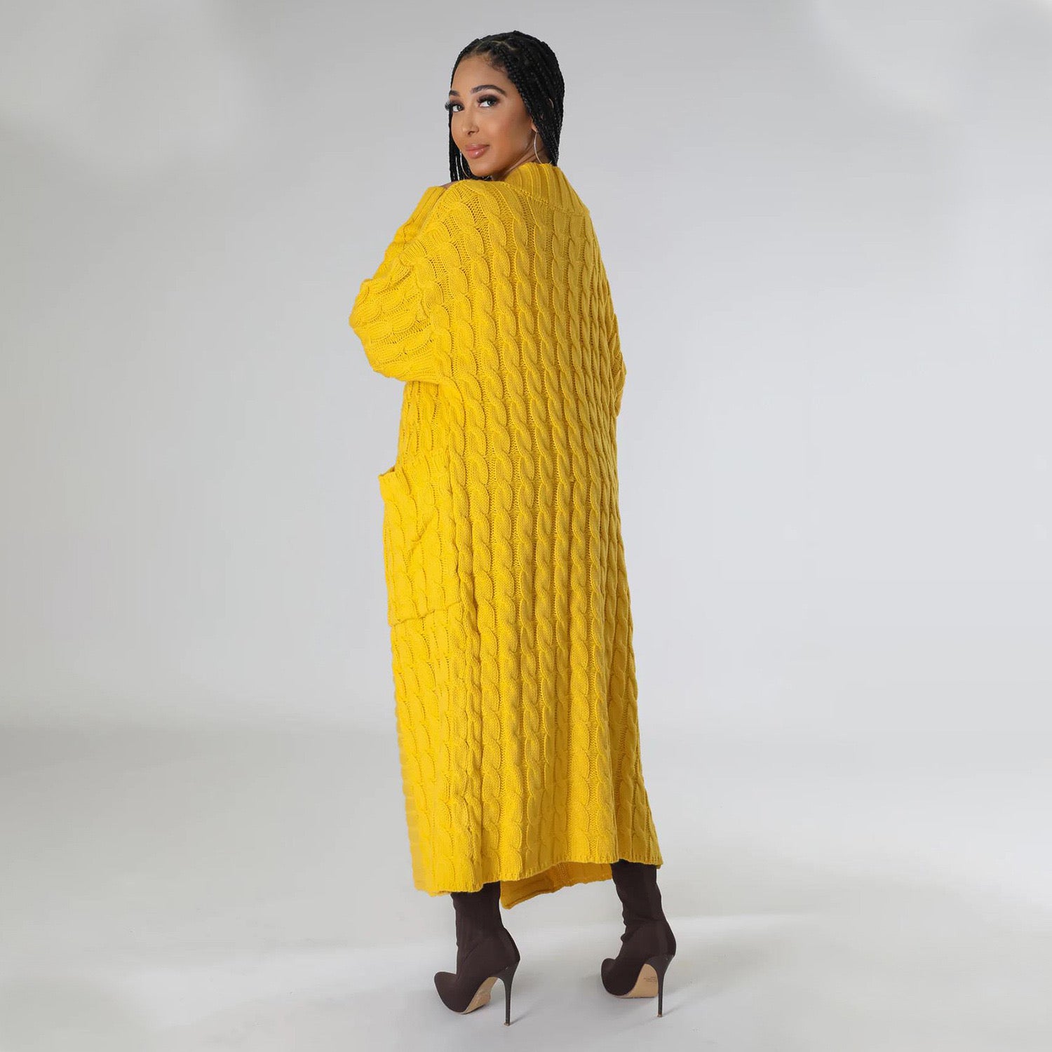 Cable Knitted Maxi Long Cardigan